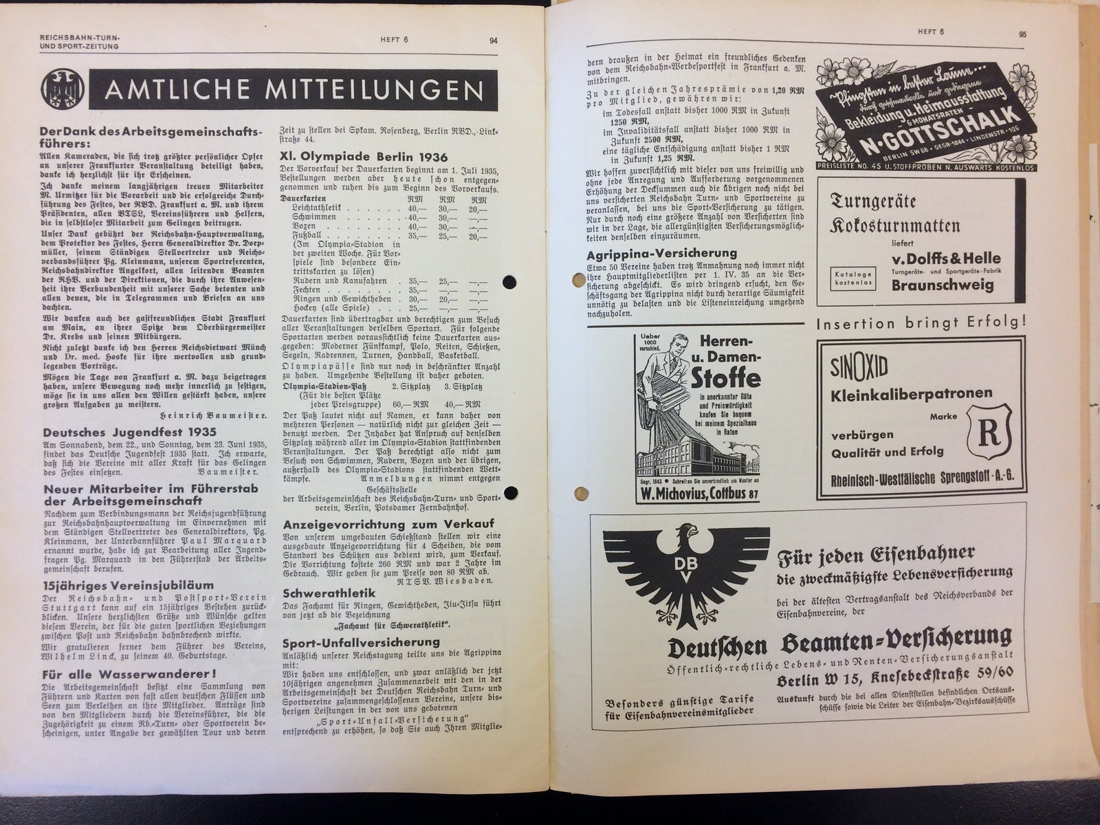 Festschrift Seite 94-95 ca. 1935