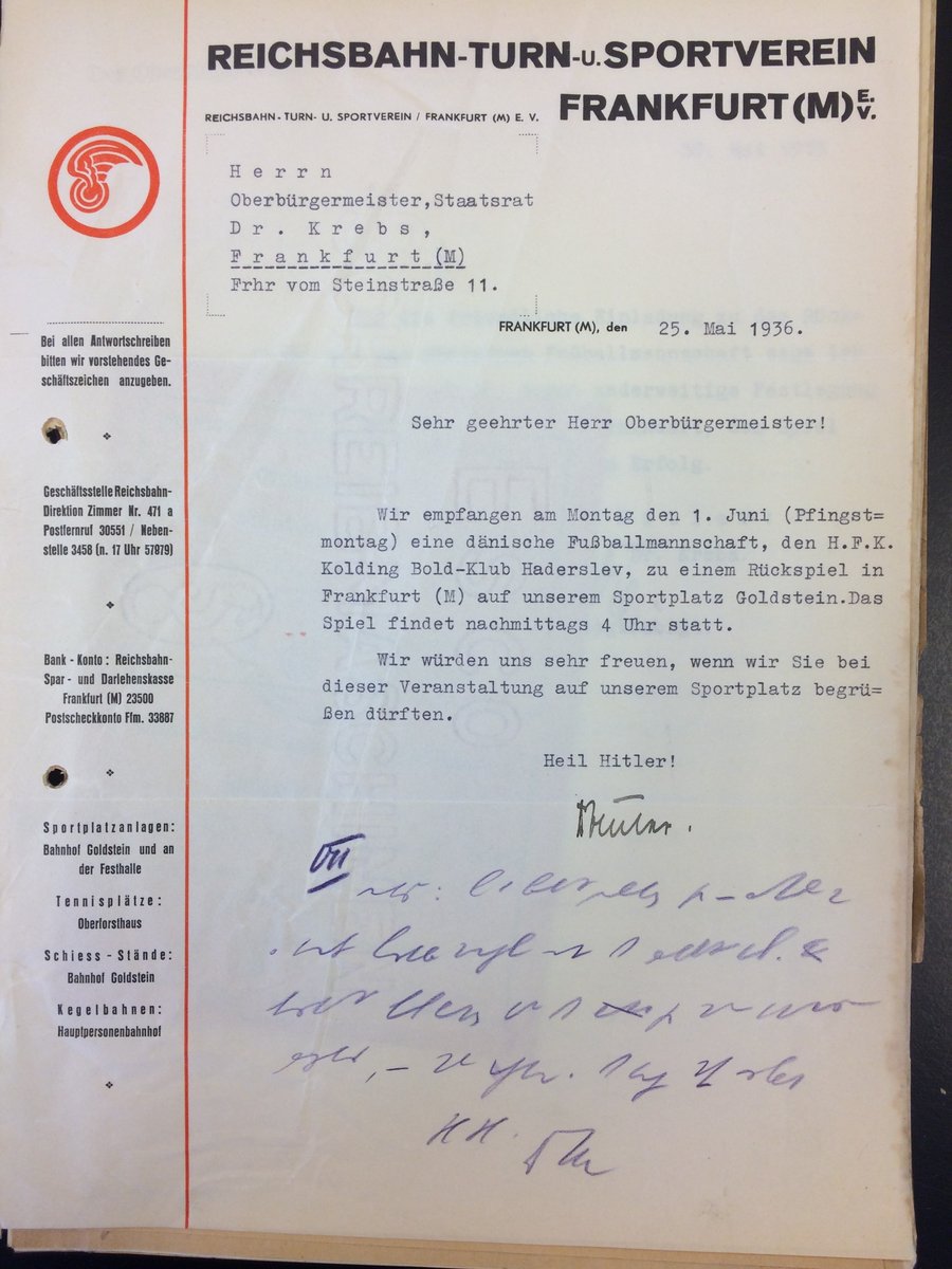 Einladung an OB zum Fußballspiel ca. 1936