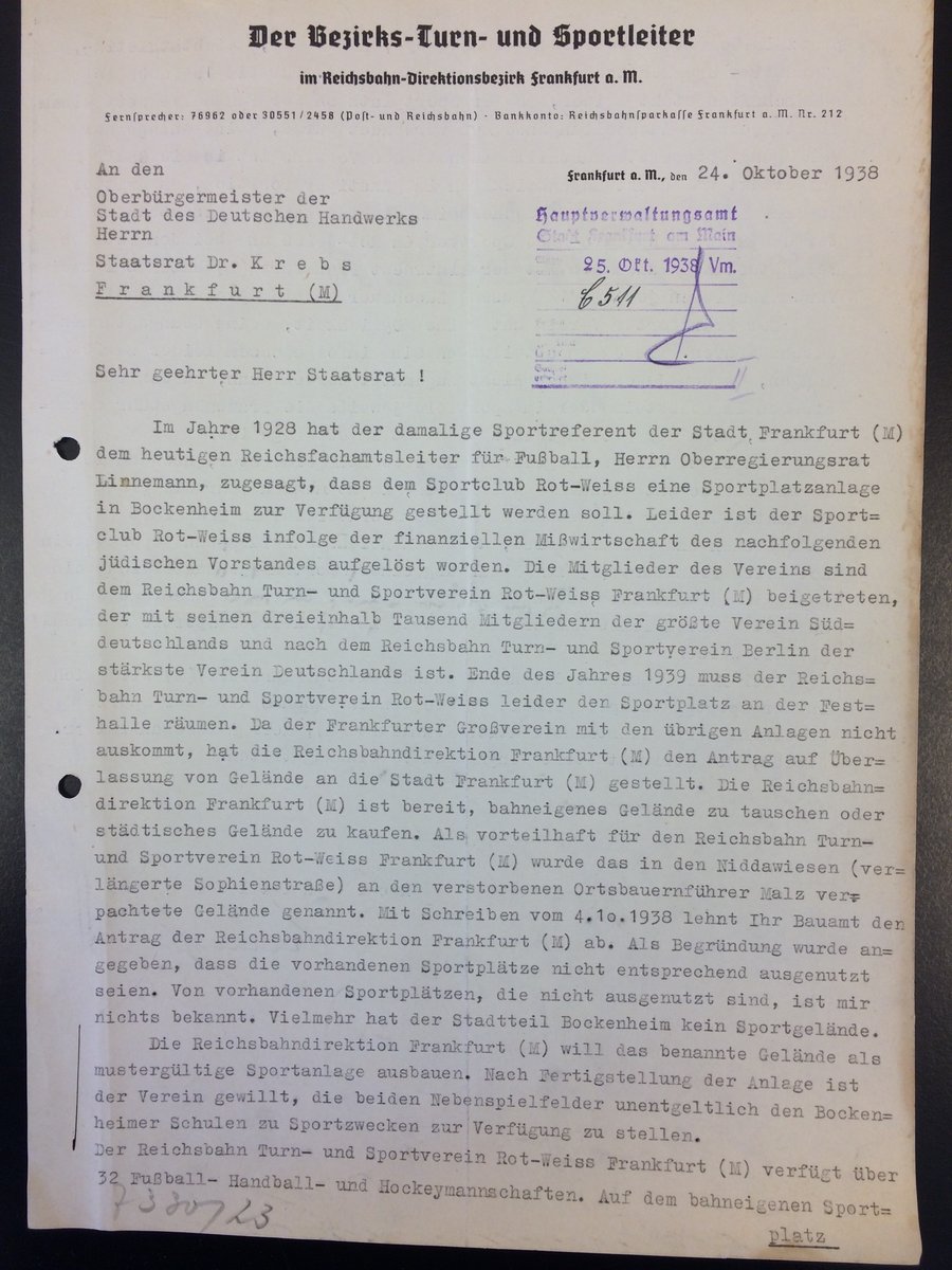 Schreiben Reichsbahndirektion Seite 1 ca. 1938